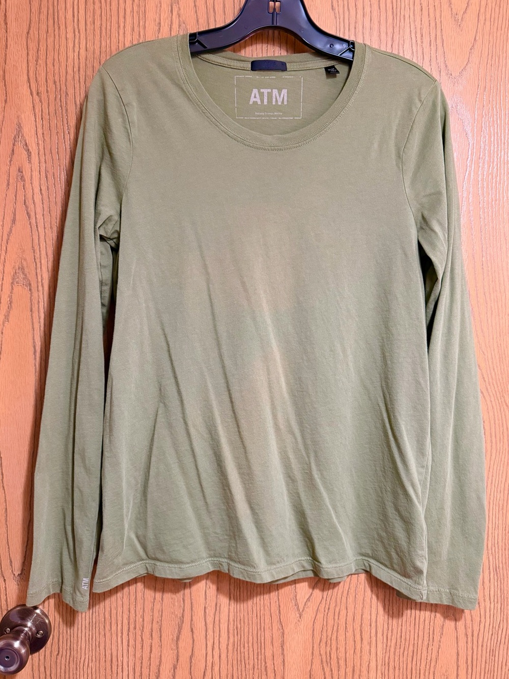 EUC ATM Anthony Thomas Melillo Olive Long-Sleeve Crewneck Tee